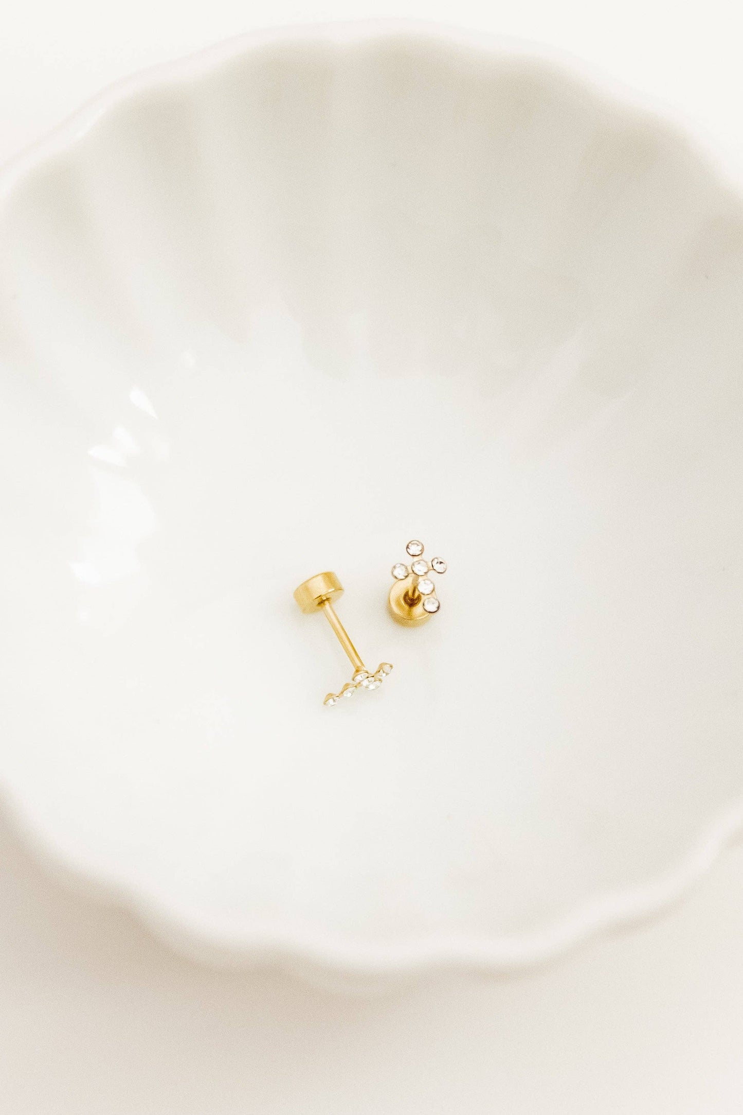 Screwback Stud Earrings - Clara Cross Gold