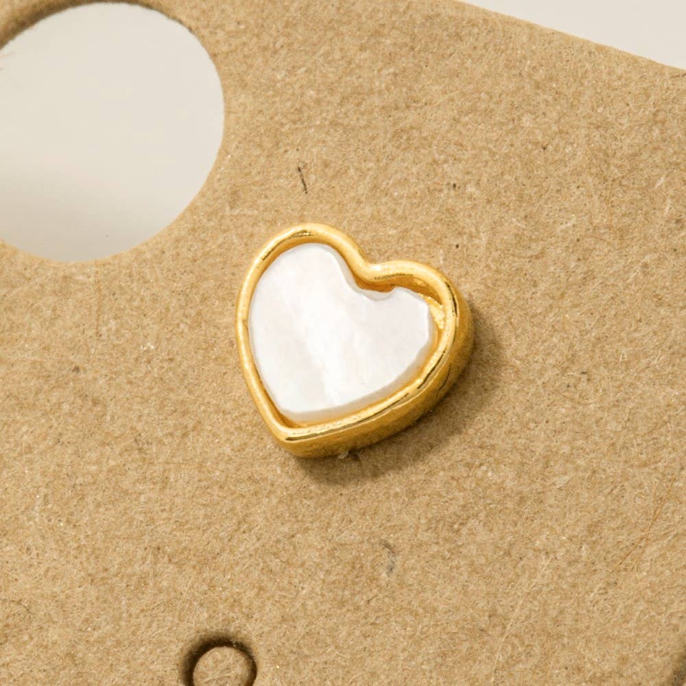 Gold Dipped Mini Heart Shell Stud Earrings