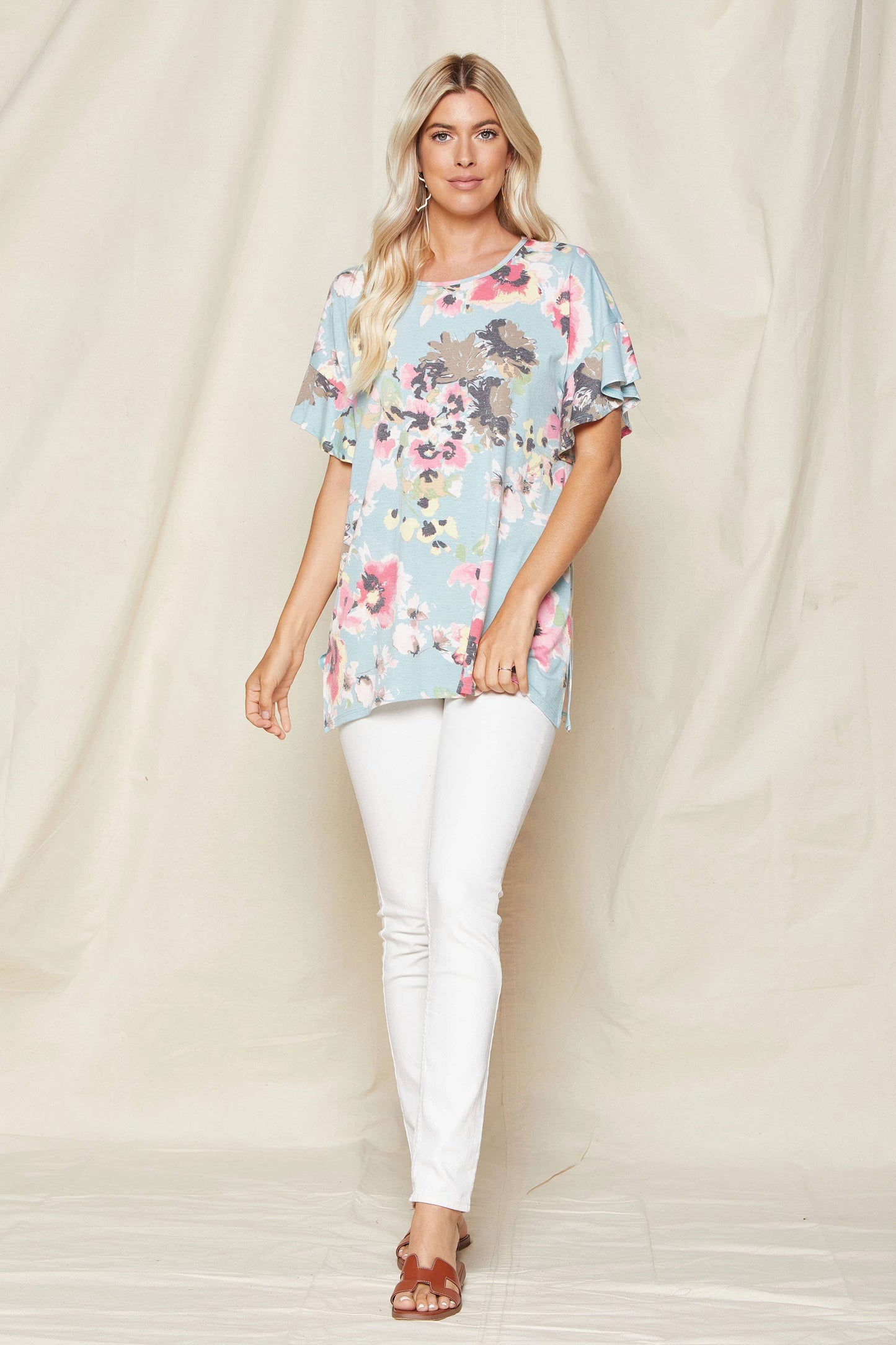Floral Ruffle Top