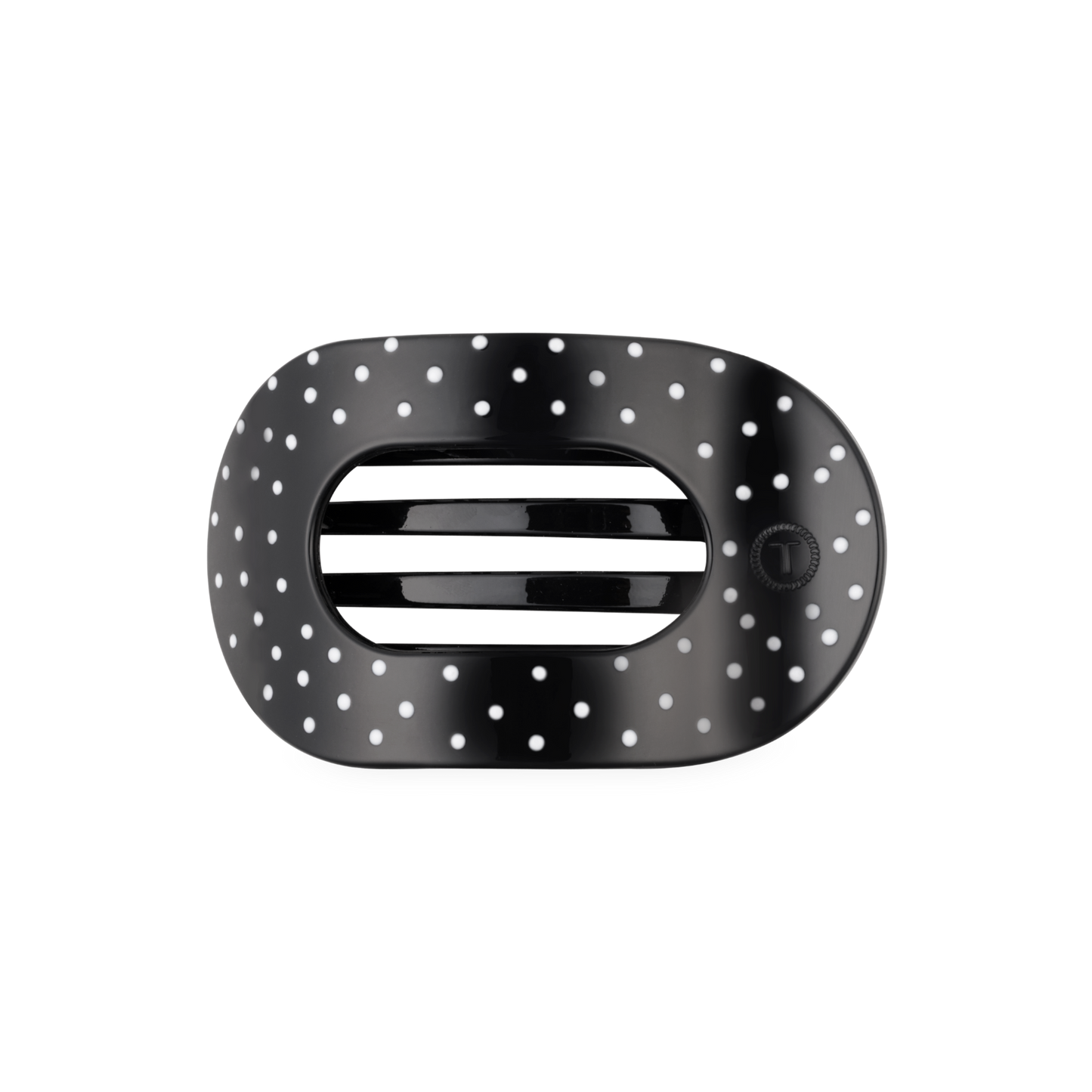TELETIES - Black Polka Dot Party Medium Flat Round Hair Clip