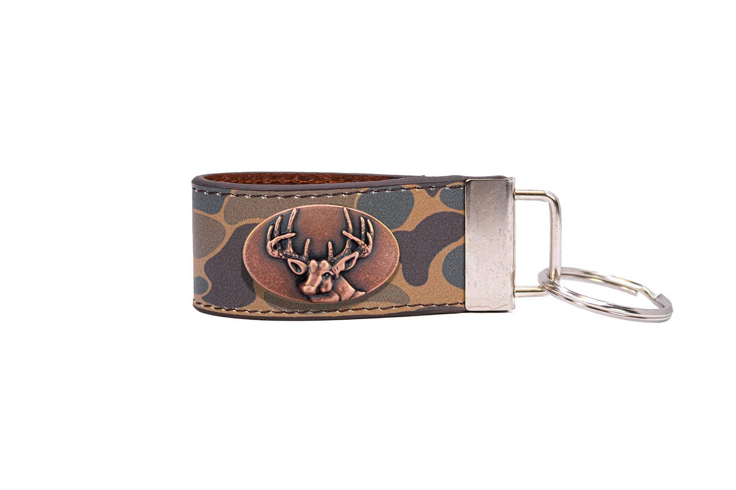 Zep-Pro - Buck Hunting Old School Camo Leather Loop Keychain.