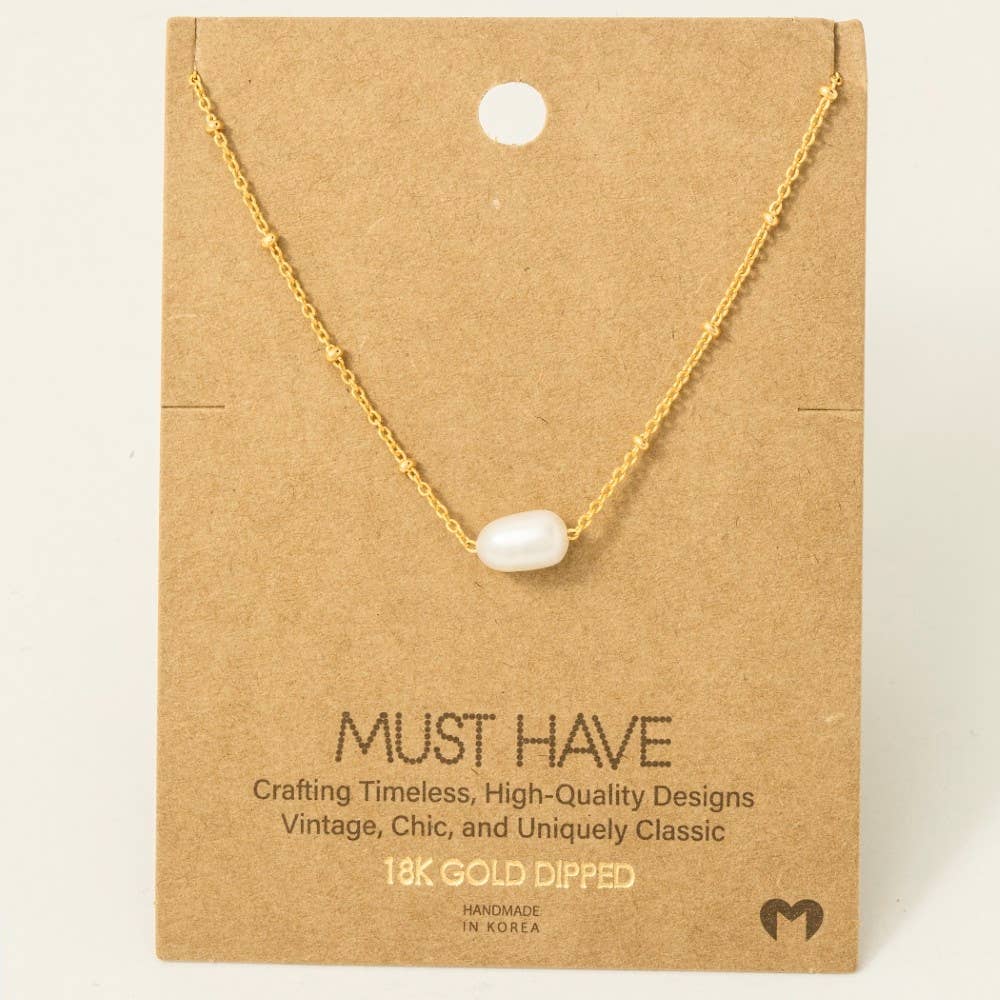 Gold Dipped Pearl Pendant Necklace