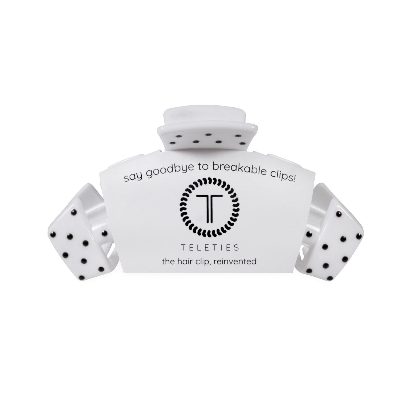 TELETIES - Classic White Polka Dot Party Medium Claw Clip