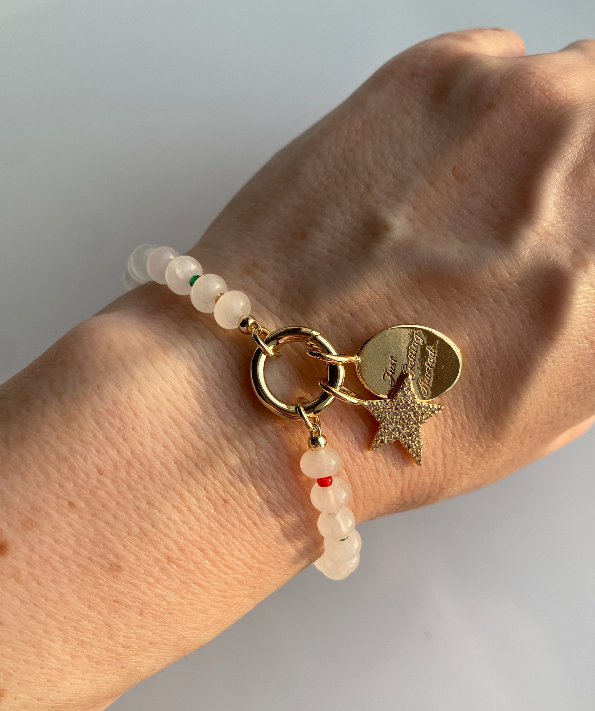 Bondi Beaded Bracelet in White Stone (Designed for Charms)