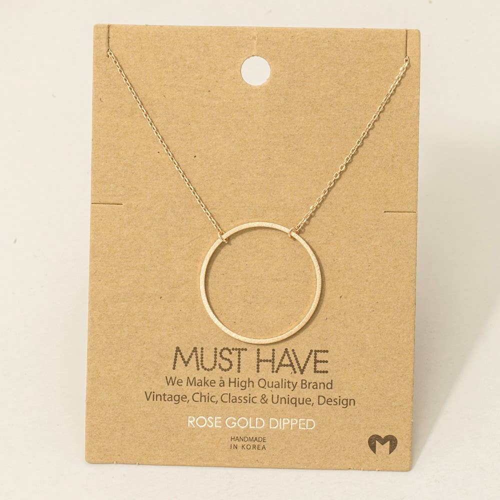 Gold Dipped Large Circle Cut Out Pendant Necklace