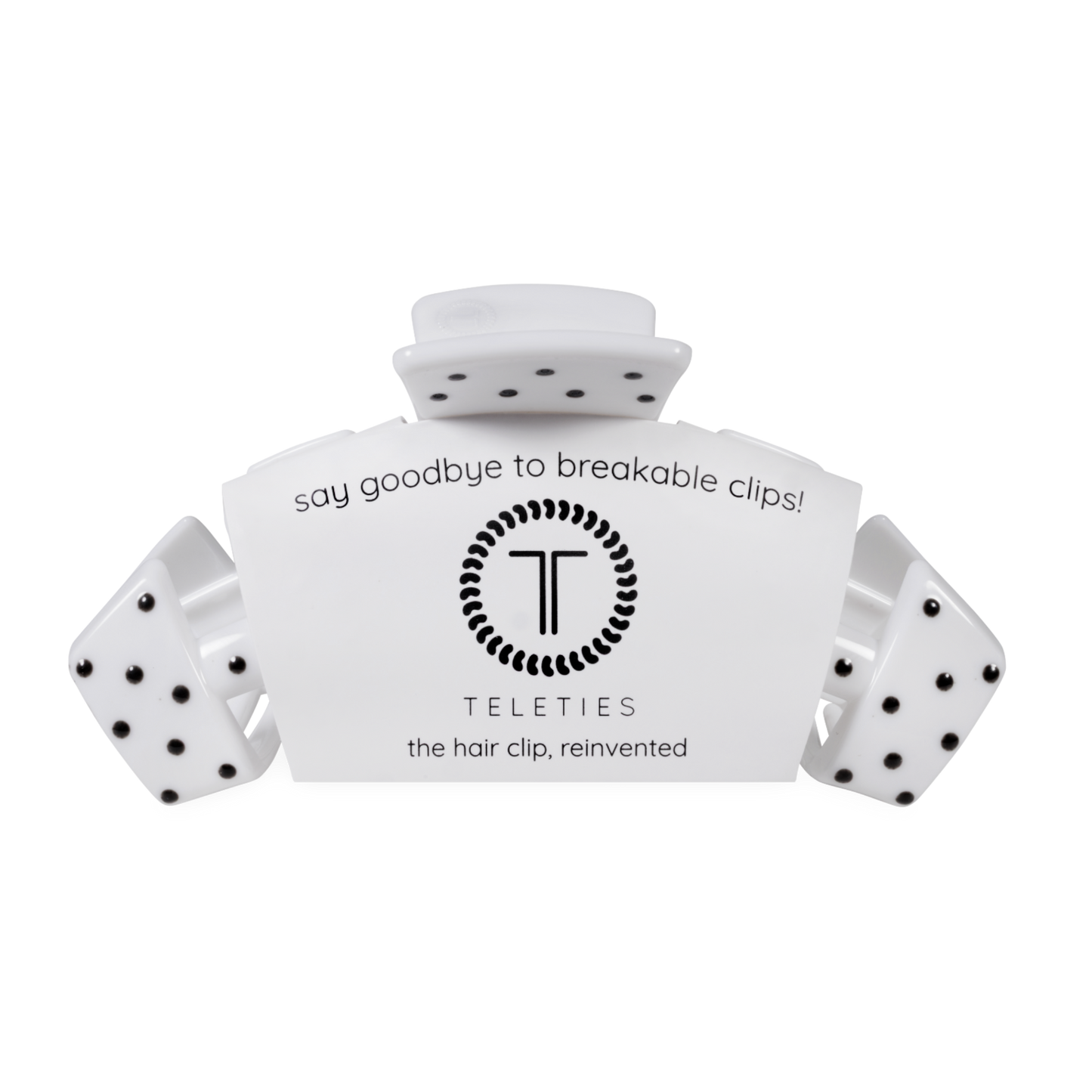 TELETIES - Classic White Polka Dot Party Large Claw Clip