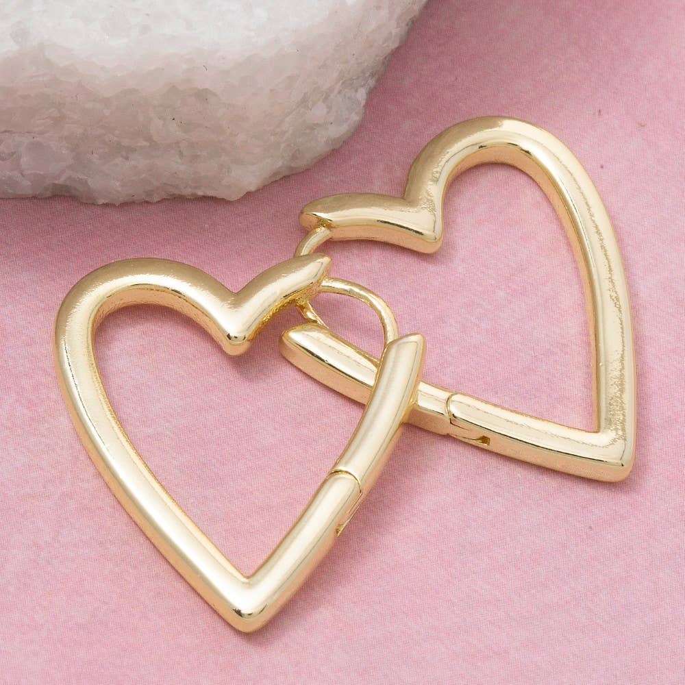 Gold Dipped Hinge Heart Hoop Earrings