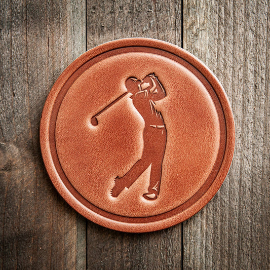 Golfer Leather Coaster