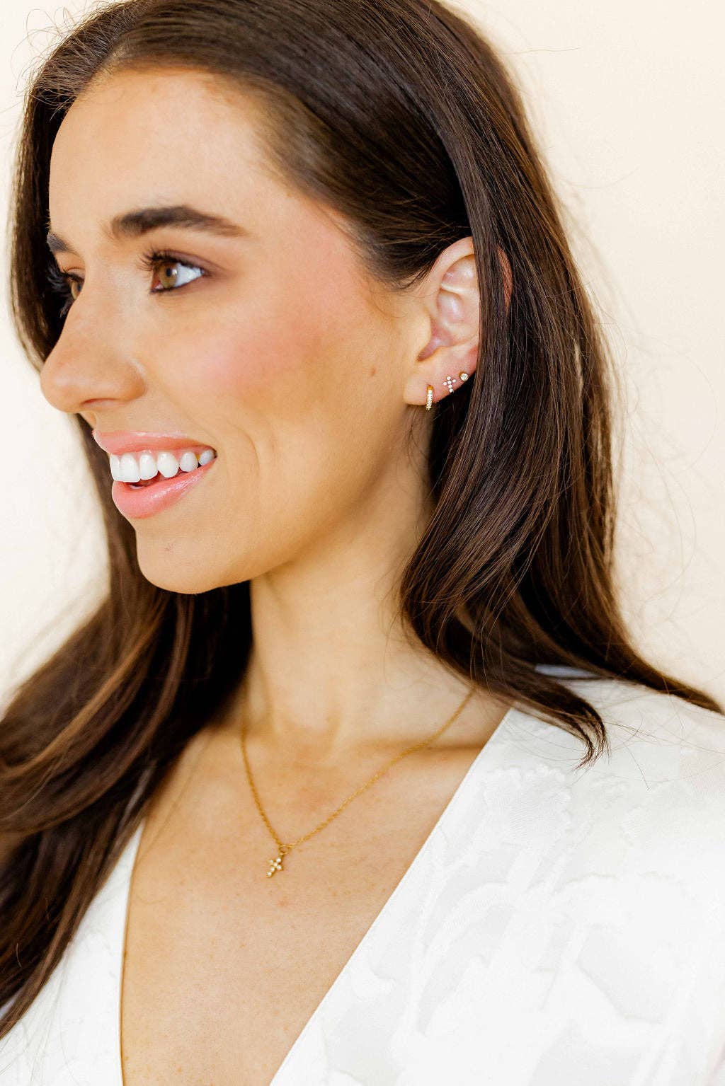 Screwback Stud Earrings - Clara Cross Gold