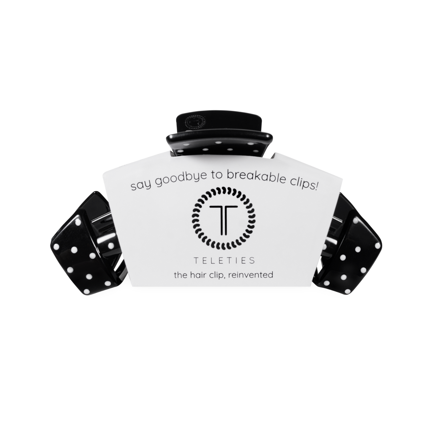 TELETIES - Classic Black Polka Dot Party Medium Claw Clip