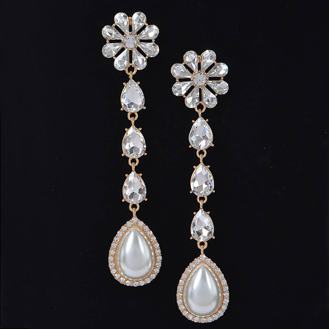 3AM BY H&D ACCESSORIES - Pearl Rhinestone Drop Earring