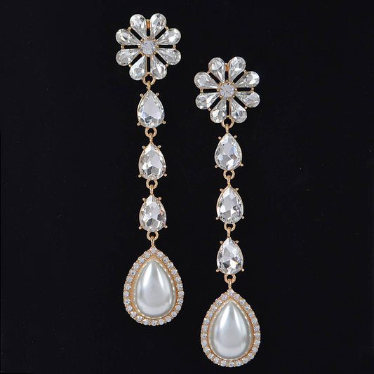 3AM BY H&D ACCESSORIES - Pearl Rhinestone Drop Earring