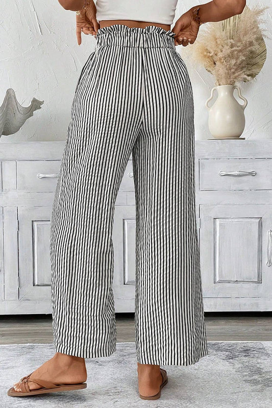 Striped Tie Knot Wide Leg Pants