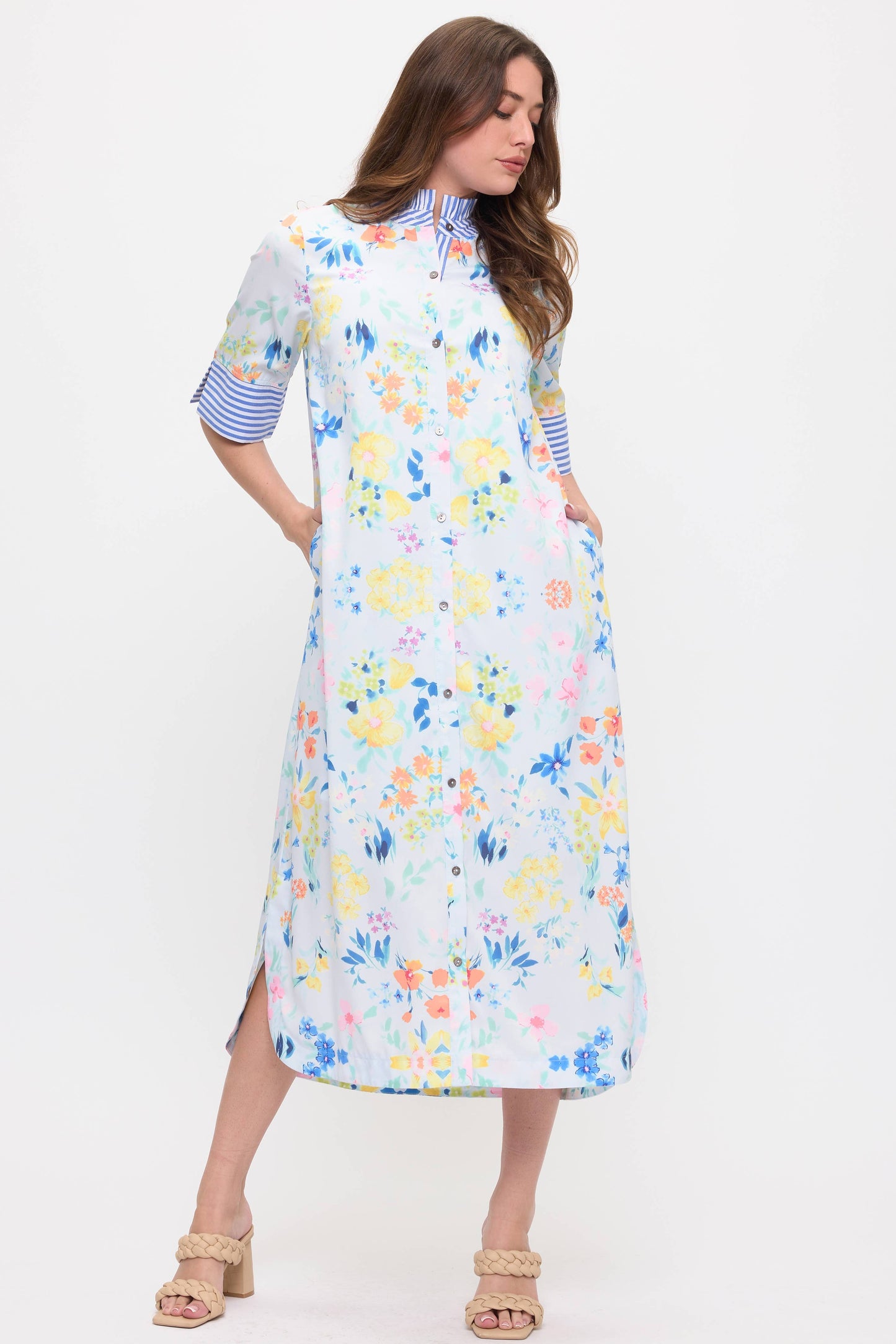 Floral Shirt Midi Dress