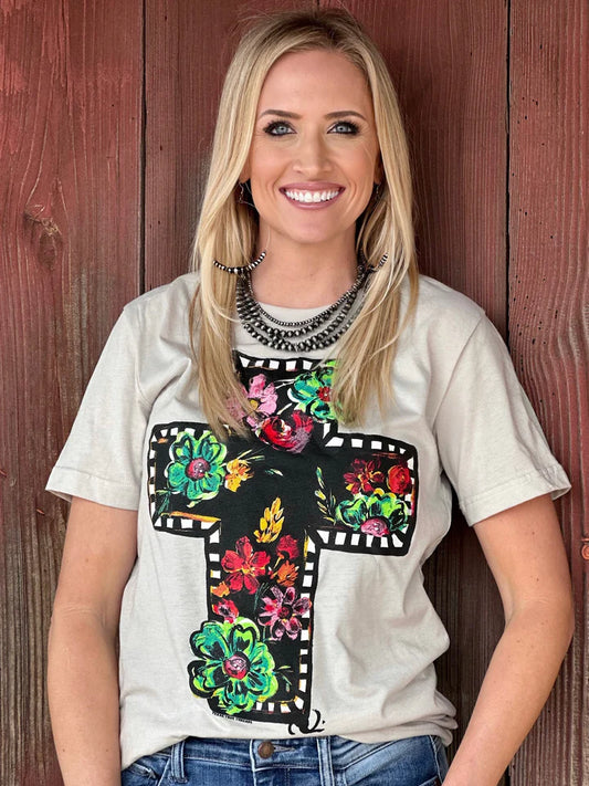 Callie's Black Floral Cross