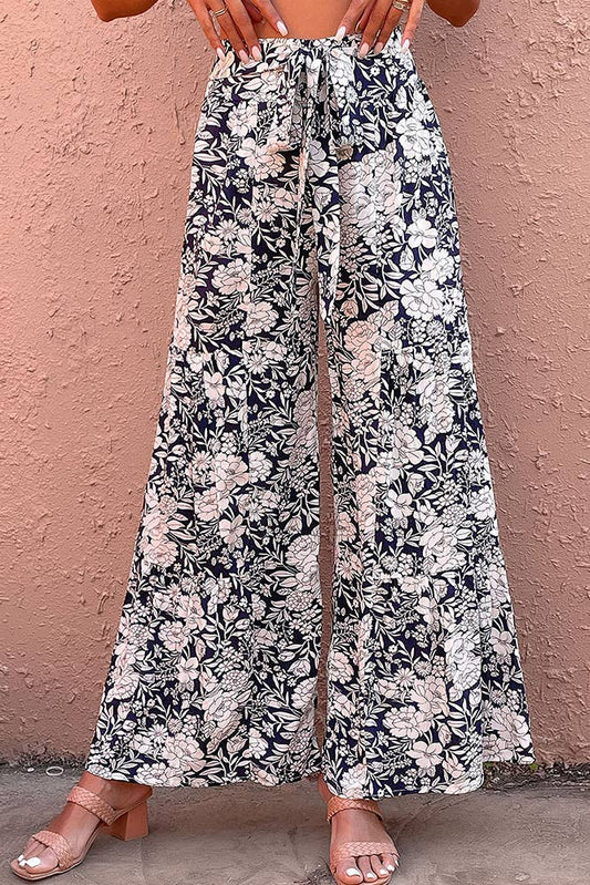 UNISHE - Drawstring Wide Leg Floral Pants BFZY449