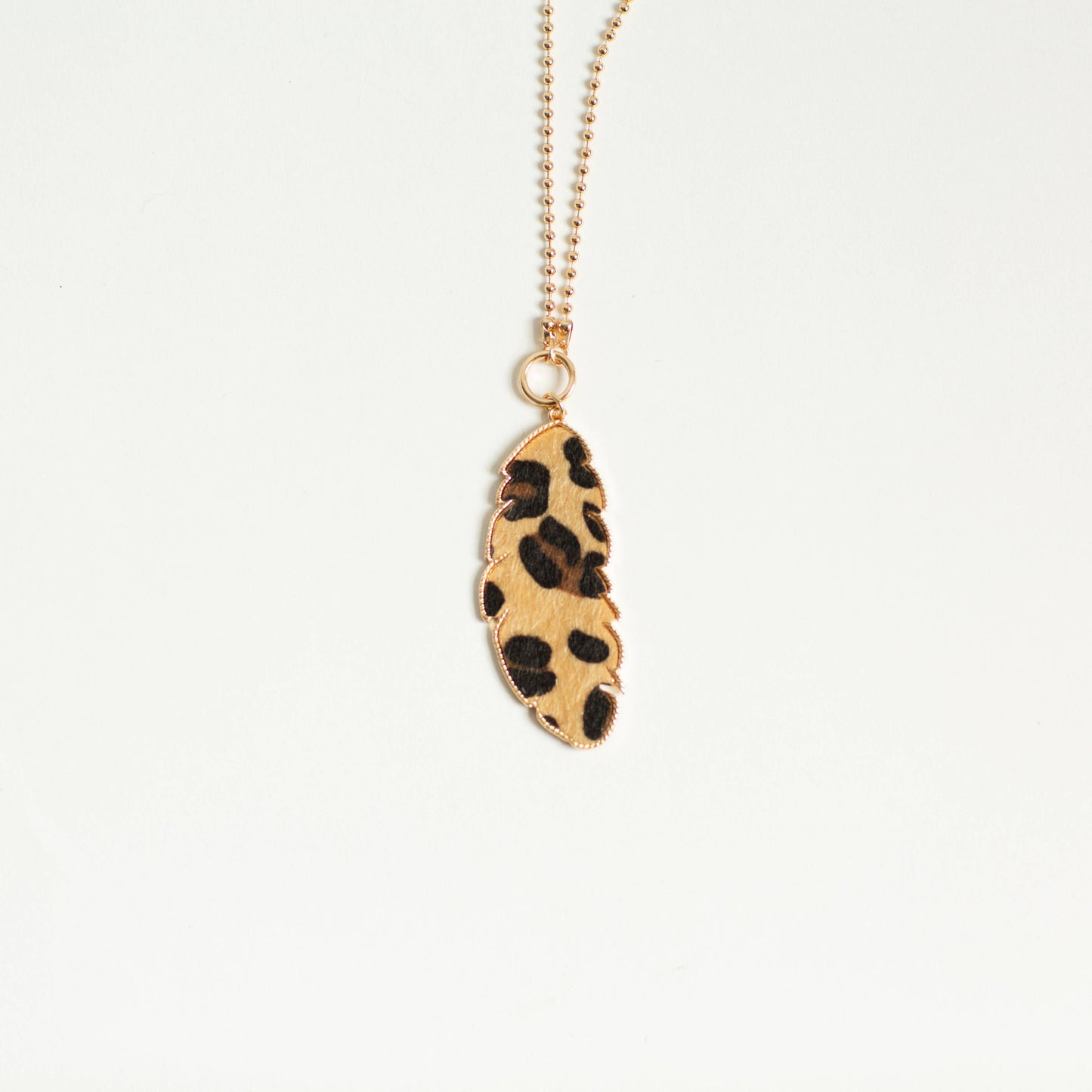 Funky Monkey Fashion - Paige Long Drop Pattern Necklace - Leopard