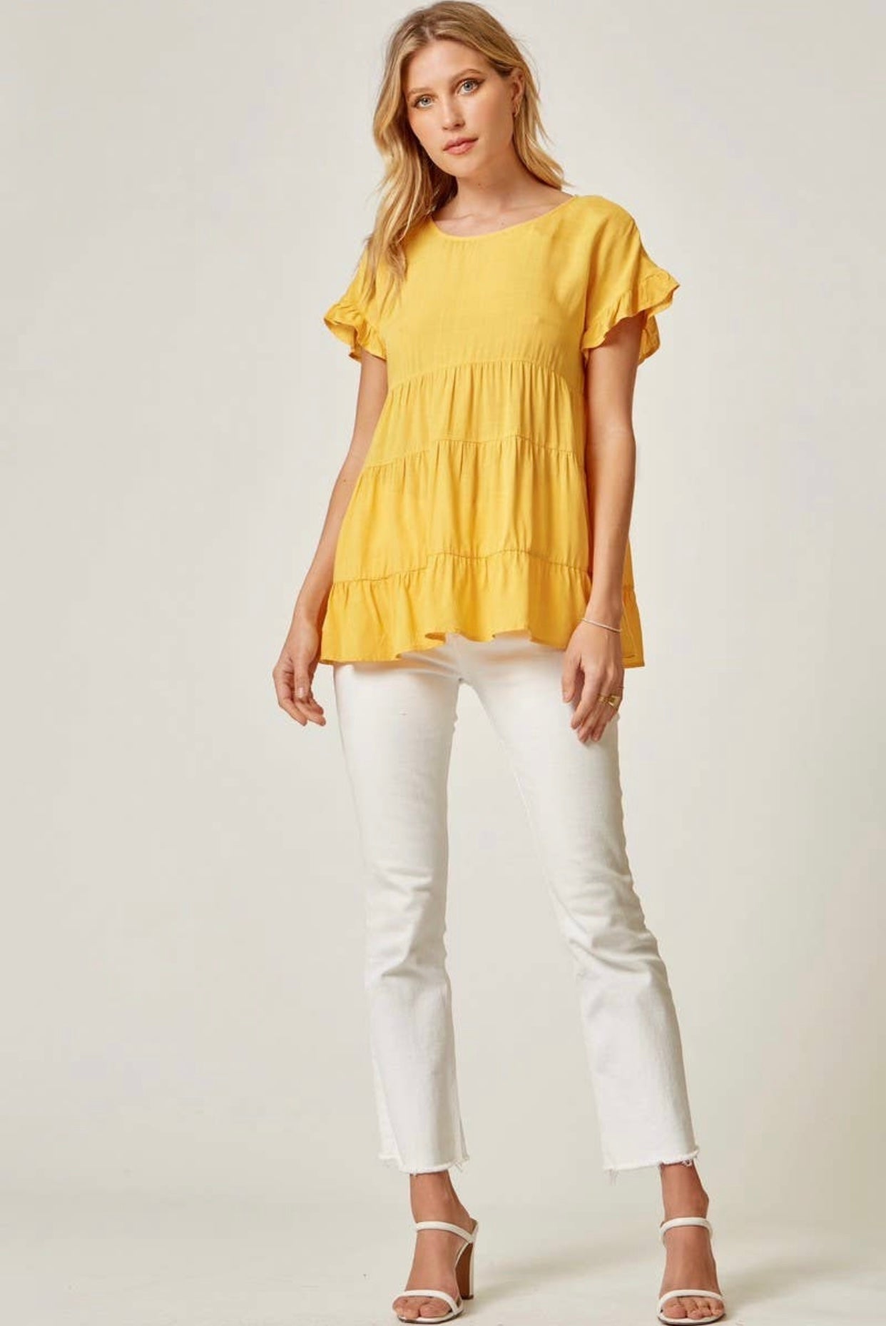 Woven Babydoll Top- Marigold