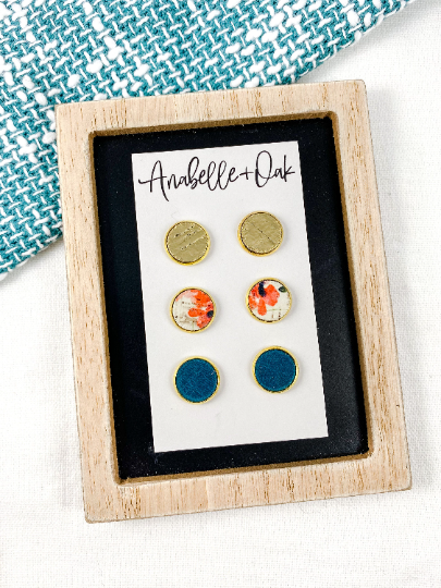 Anabelle+Oak - Turquoise & Poppy Stud Set